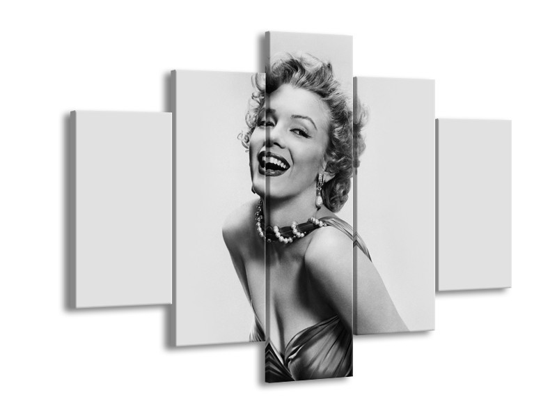 Canvas Schilderij Marilyn Monroe | Grijs, Wit | 150x105cm 5Luik