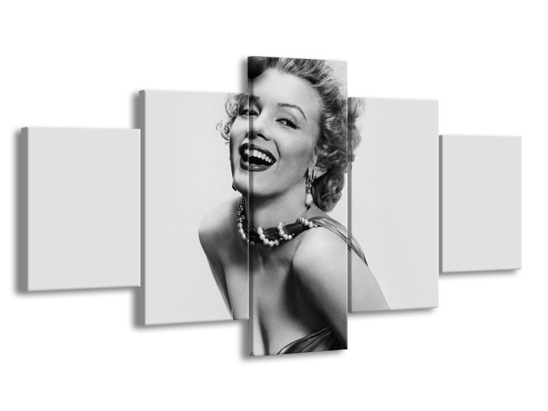 Glasschilderij Marilyn Monroe | Grijs, Wit | 150x80cm 5Luik