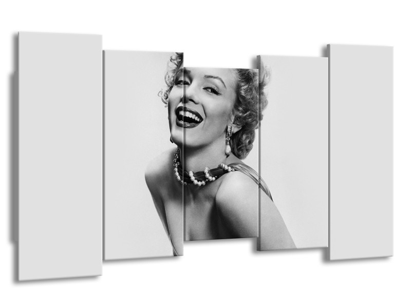 Canvas Schilderij Marilyn Monroe | Grijs, Wit | 150x80cm 5Luik