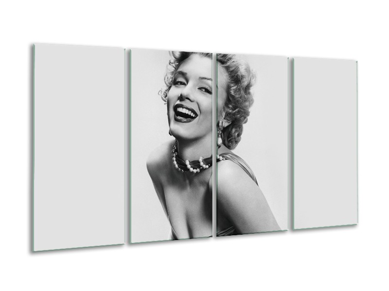 Glasschilderij Marilyn Monroe | Grijs, Wit | 160x80cm 4Luik