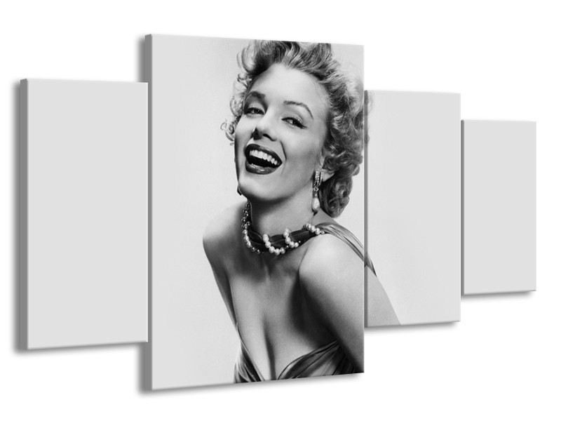 Canvas Schilderij Marilyn Monroe | Grijs, Wit | 160x90cm 4Luik