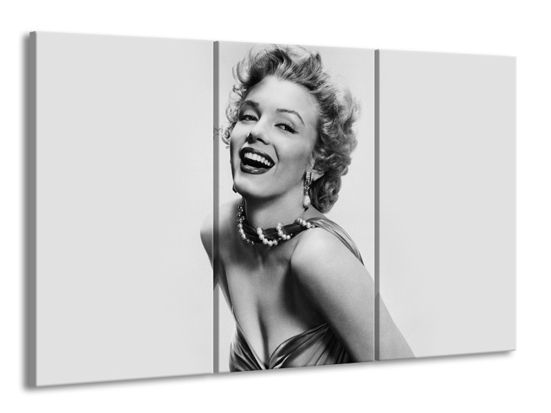 Glasschilderij Marilyn Monroe | Grijs, Wit | 165x100cm 3Luik