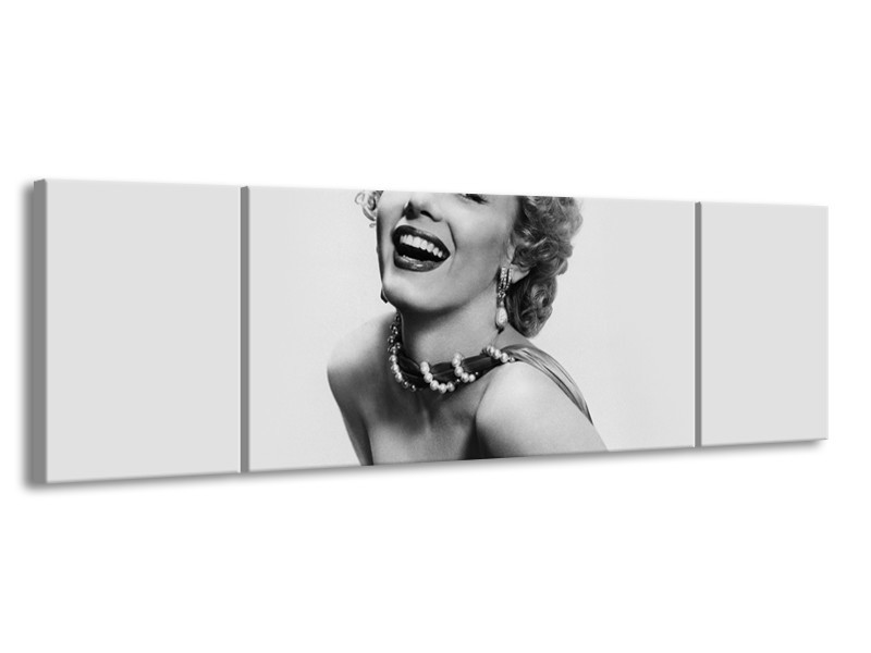 Glasschilderij Marilyn Monroe | Grijs, Wit | 170x50cm 3Luik