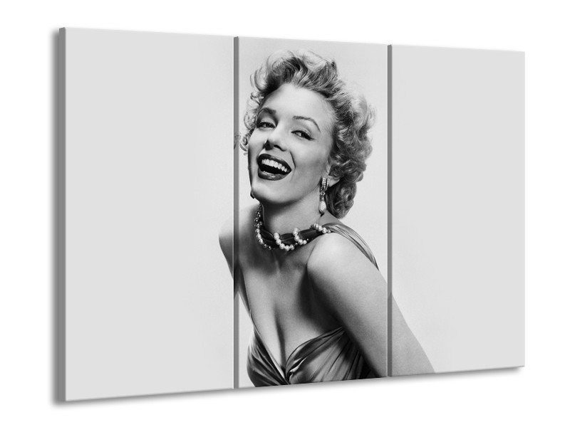 Canvas Schilderij Marilyn Monroe | Grijs, Wit | 60x90cm 3Luik