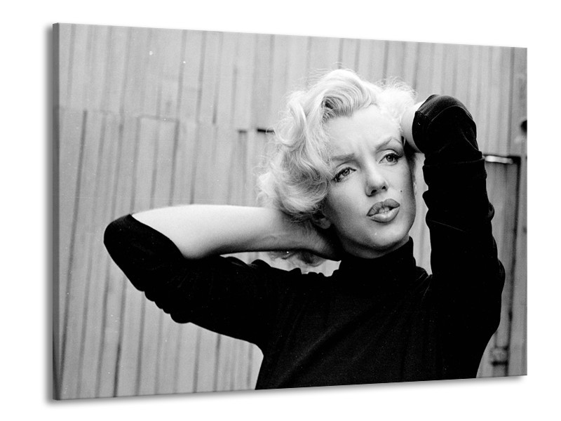 Glasschilderij Marilyn Monroe | Zwart, Wit, Grijs | 100x70cm 1Luik