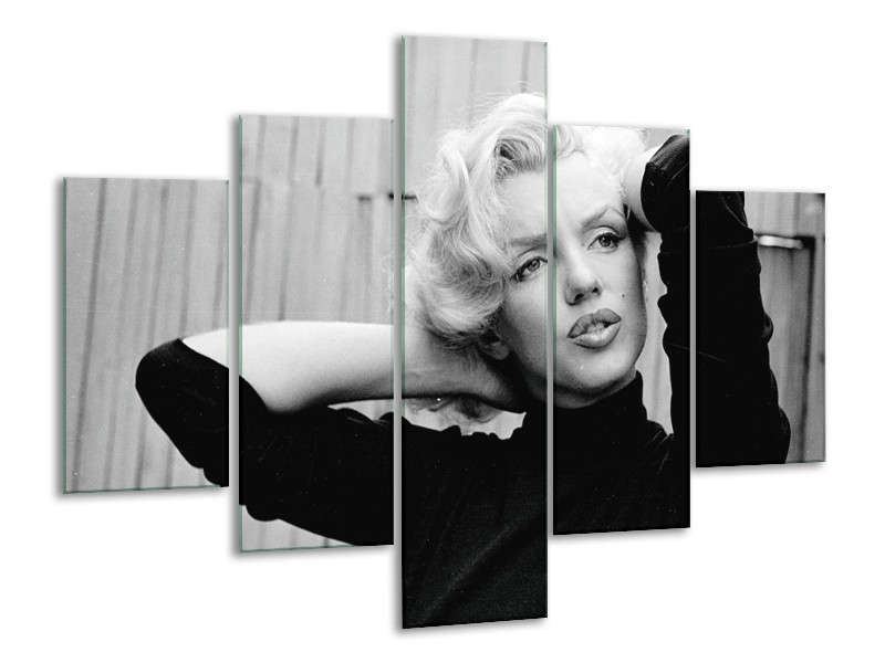 Glasschilderij Marilyn Monroe | Zwart, Wit, Grijs | 100x70cm 5Luik