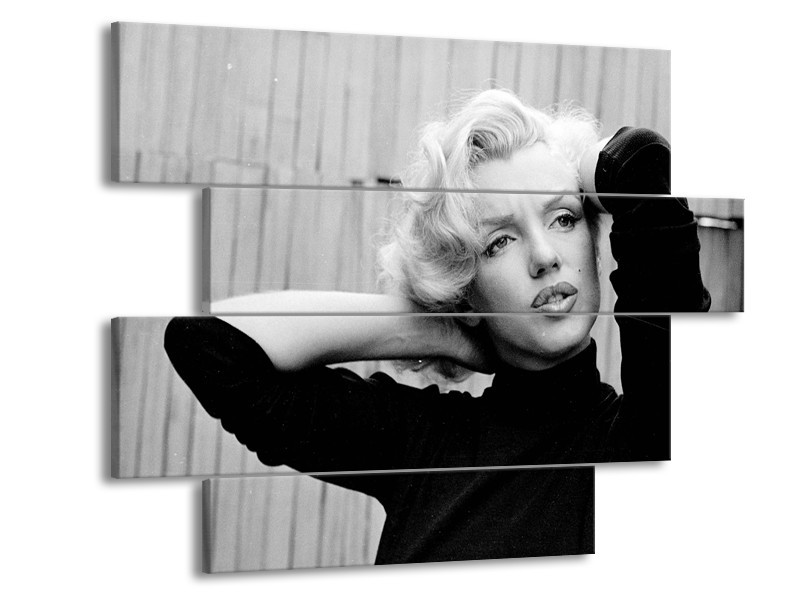 Glasschilderij Marilyn Monroe | Zwart, Wit, Grijs | 115x85cm 4Luik