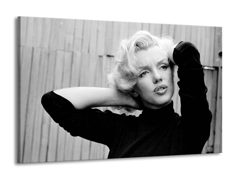 Canvas Schilderij Marilyn Monroe | Zwart, Wit, Grijs | 140x90cm 1Luik