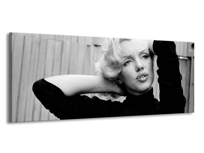 Canvas Schilderij Marilyn Monroe | Zwart, Wit, Grijs | 145x58cm 1Luik