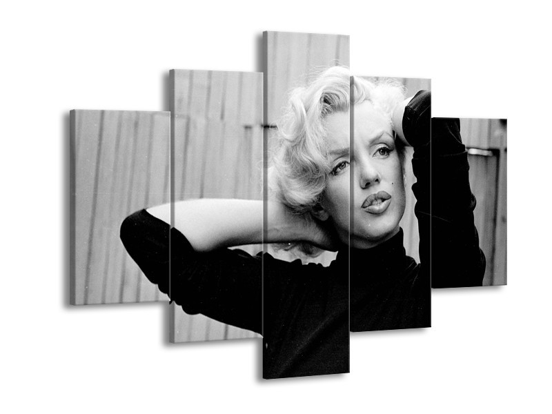 Glasschilderij Marilyn Monroe | Zwart, Wit, Grijs | 150x105cm 5Luik