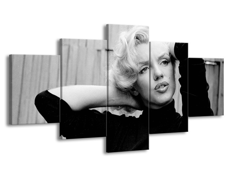 Canvas Schilderij Marilyn Monroe | Zwart, Wit, Grijs | 150x80cm 5Luik