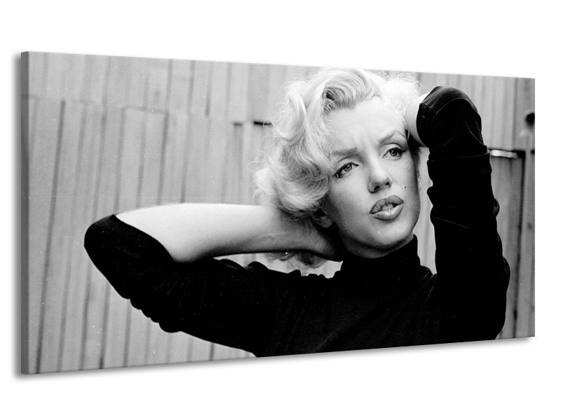 Canvas Schilderij Marilyn Monroe | Zwart, Wit, Grijs | 170x90cm 1Luik