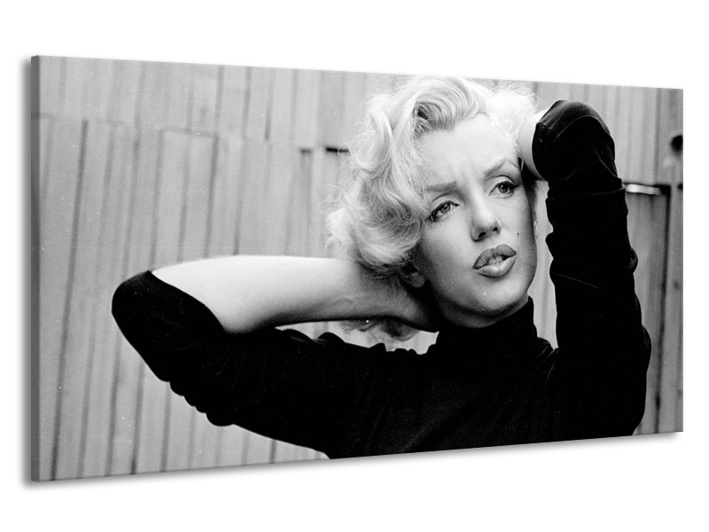 Canvas Schilderij Marilyn Monroe | Zwart, Wit, Grijs | 190x100cm 1Luik