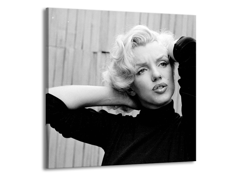 Canvas Schilderij Marilyn Monroe | Zwart, Wit, Grijs | 50x50cm 1Luik