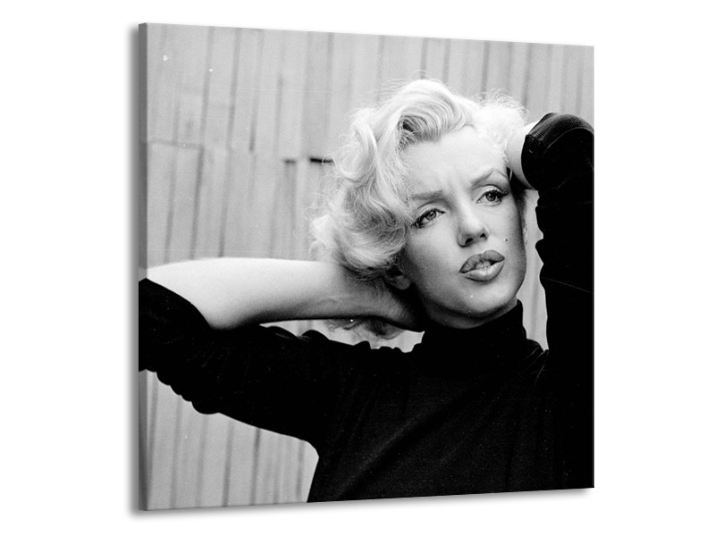 Glasschilderij Marilyn Monroe | Zwart, Wit, Grijs | 70x70cm 1Luik