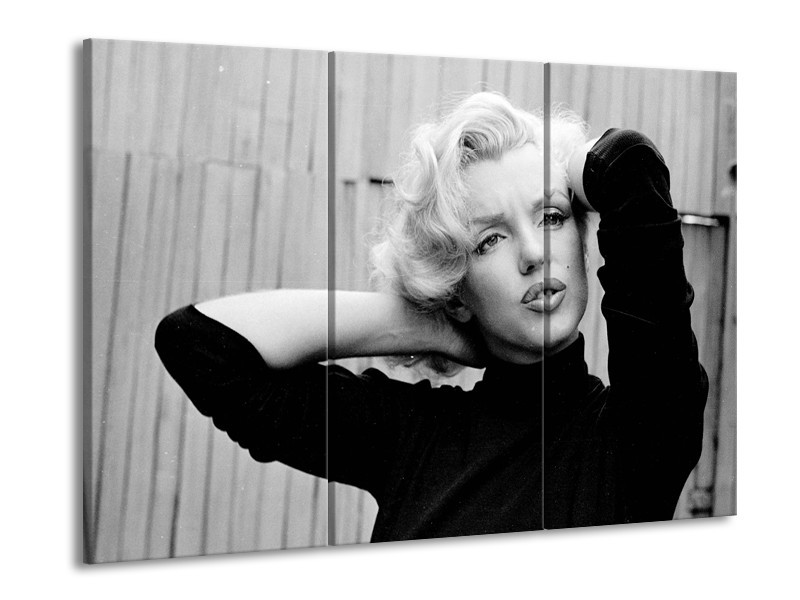 Glasschilderij Marilyn Monroe | Zwart, Wit, Grijs | 60x90cm 3Luik