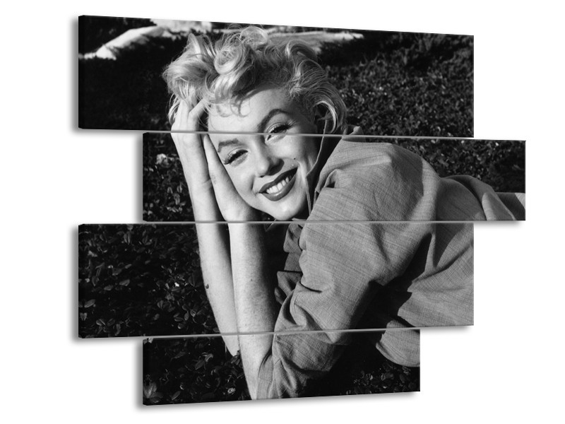 Glasschilderij Marilyn Monroe | Zwart, Grijs | 115x85cm 4Luik