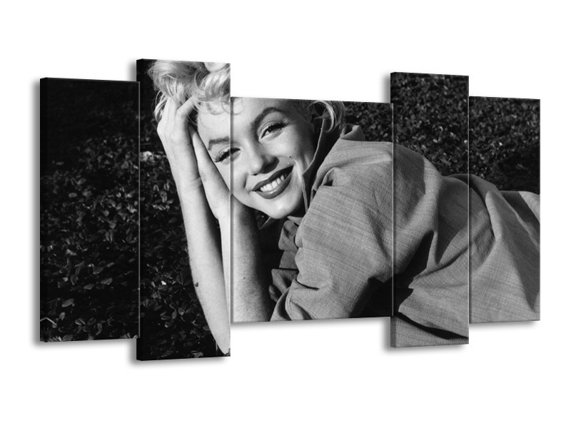 Canvas Schilderij Marilyn Monroe | Zwart, Grijs | 120x65cm 5Luik