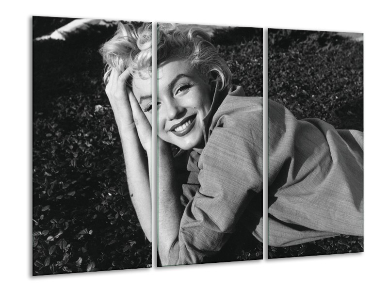 Canvas Schilderij Marilyn Monroe | Zwart, Grijs | 120x80cm 3Luik