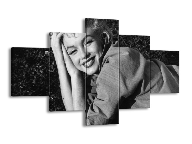 Glasschilderij Marilyn Monroe | Zwart, Grijs | 125x70cm 5Luik