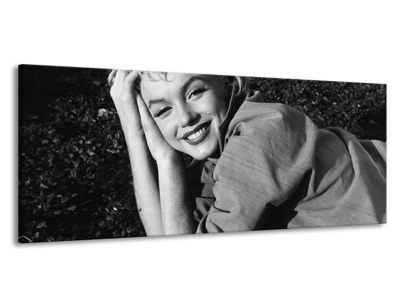 Glasschilderij Marilyn Monroe | Zwart, Grijs | 145x58cm 1Luik