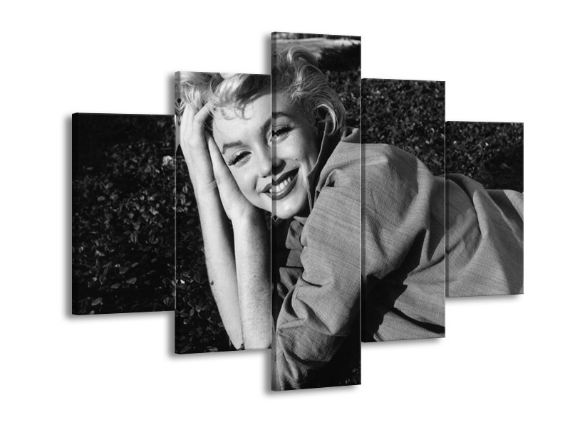 Glasschilderij Marilyn Monroe | Zwart, Grijs | 150x105cm 5Luik
