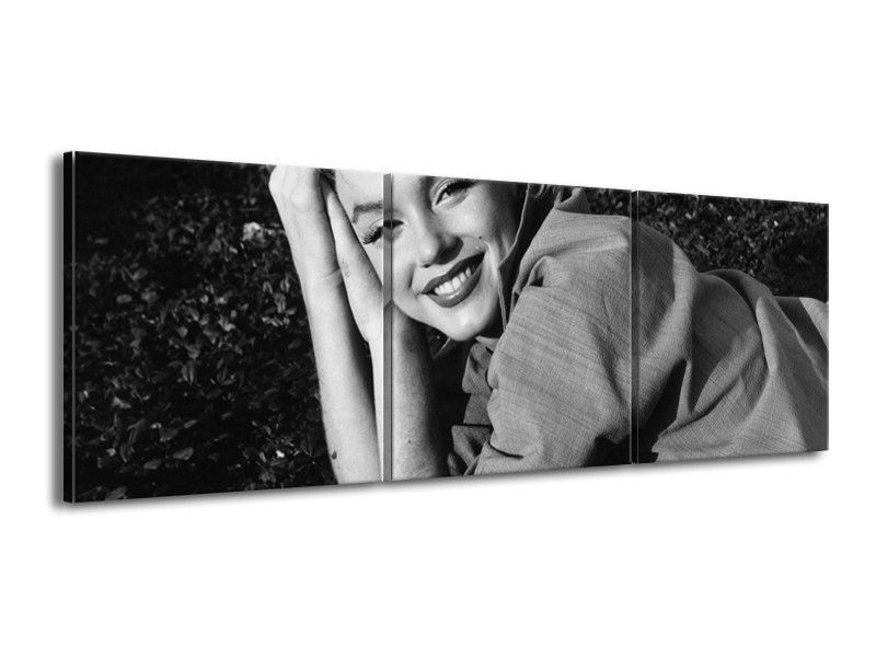 Glasschilderij Marilyn Monroe | Zwart, Grijs | 150x50cm 3Luik