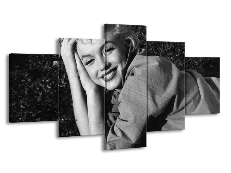 Canvas Schilderij Marilyn Monroe | Zwart, Grijs | 150x80cm 5Luik