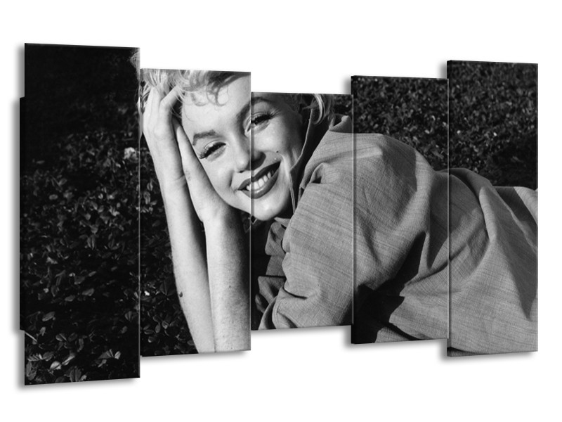 Glasschilderij Marilyn Monroe | Zwart, Grijs | 150x80cm 5Luik