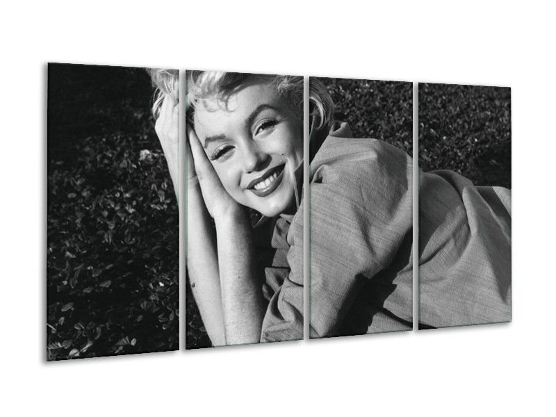 Canvas Schilderij Marilyn Monroe | Zwart, Grijs | 160x80cm 4Luik