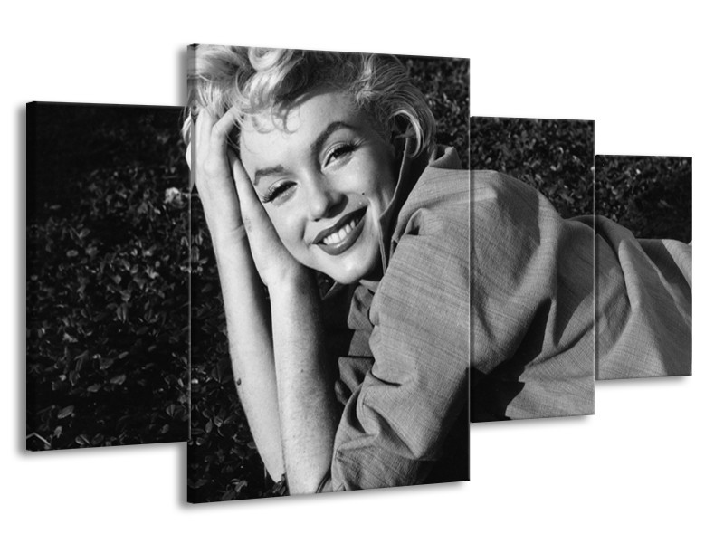 Glasschilderij Marilyn Monroe | Zwart, Grijs | 160x90cm 4Luik