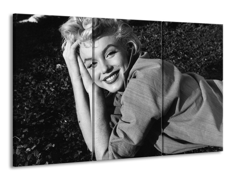 Canvas Schilderij Marilyn Monroe | Zwart, Grijs | 165x100cm 3Luik