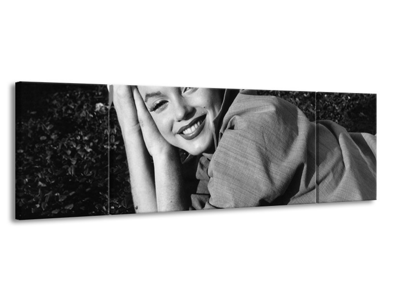 Canvas Schilderij Marilyn Monroe | Zwart, Grijs | 170x50cm 3Luik