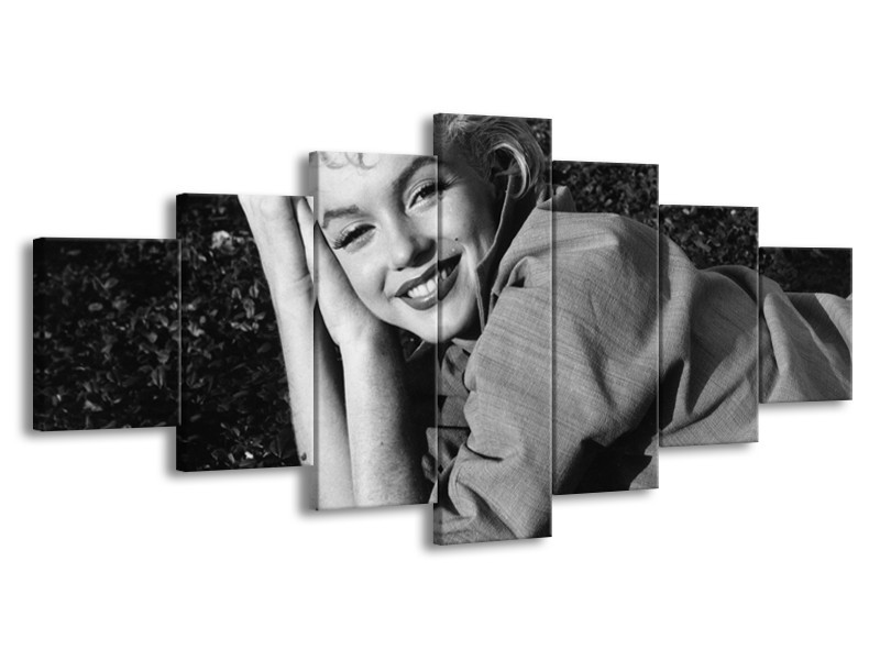 Canvas Schilderij Marilyn Monroe | Zwart, Grijs | 210x100cm 7Luik
