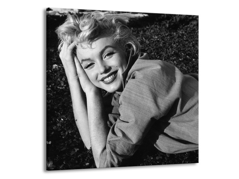 Glasschilderij Marilyn Monroe | Zwart, Grijs | 70x70cm 1Luik