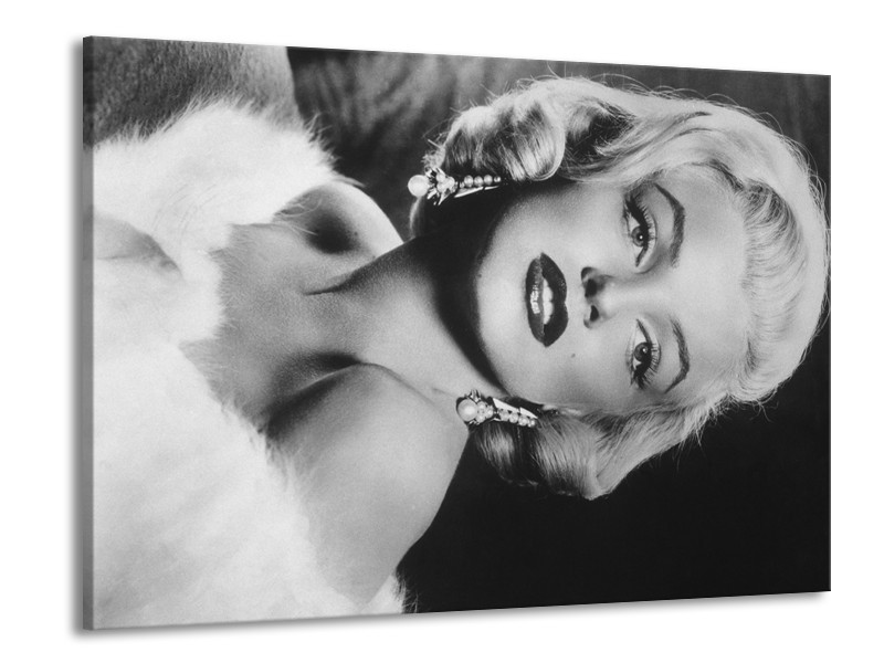 Canvas Schilderij Marilyn Monroe | Zwart, Wit, Grijs | 100x70cm 1Luik