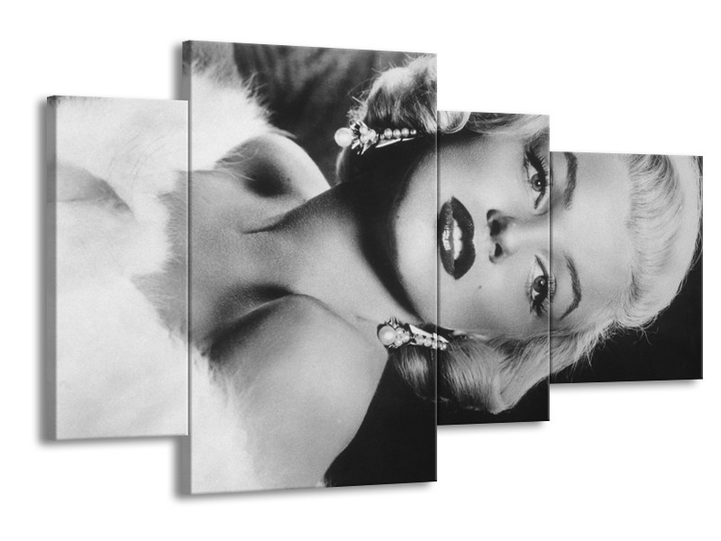 Glasschilderij Marilyn Monroe | Zwart, Wit, Grijs | 120x75cm 4Luik