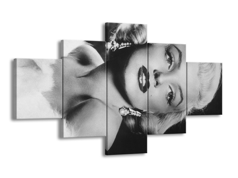 Glasschilderij Marilyn Monroe | Zwart, Wit, Grijs | 125x70cm 5Luik