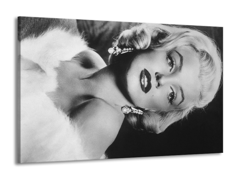 Glasschilderij Marilyn Monroe | Zwart, Wit, Grijs | 140x90cm 1Luik