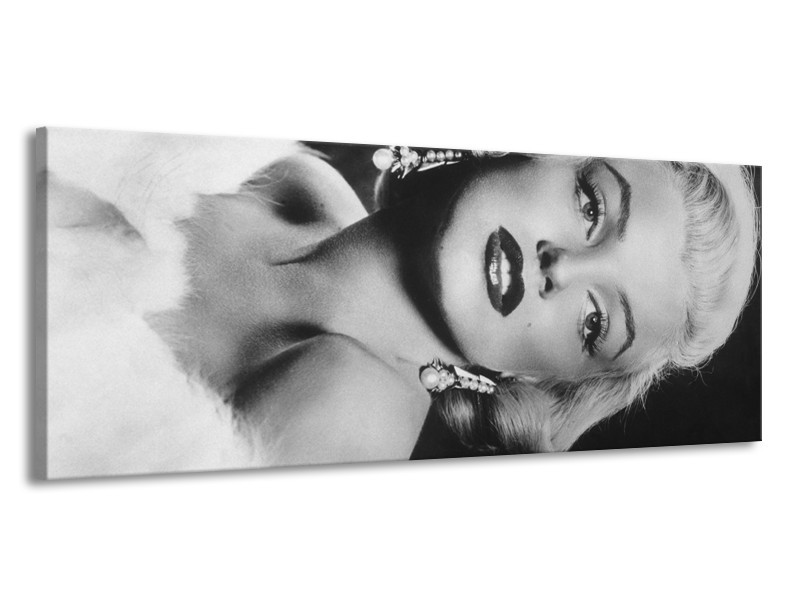 Canvas Schilderij Marilyn Monroe | Zwart, Wit, Grijs | 145x58cm 1Luik