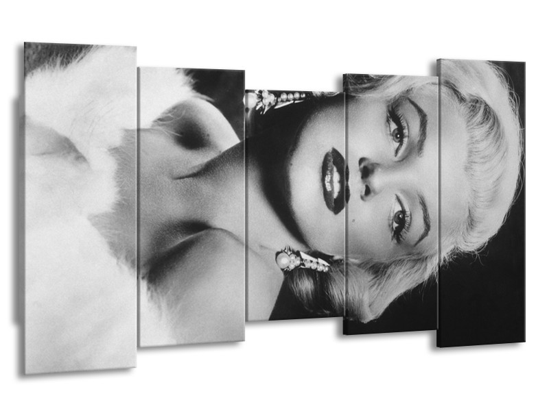 Glasschilderij Marilyn Monroe | Zwart, Wit, Grijs | 150x80cm 5Luik