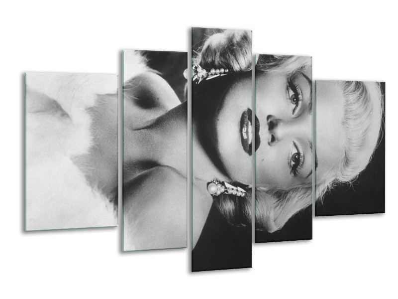 Glasschilderij Marilyn Monroe | Zwart, Wit, Grijs | 170x100cm 5Luik