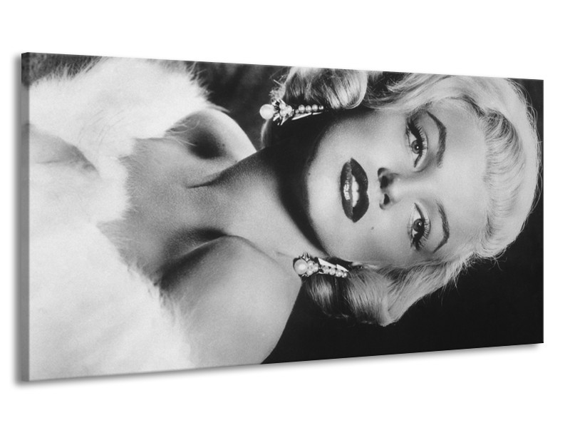 Canvas Schilderij Marilyn Monroe | Zwart, Wit, Grijs | 170x90cm 1Luik