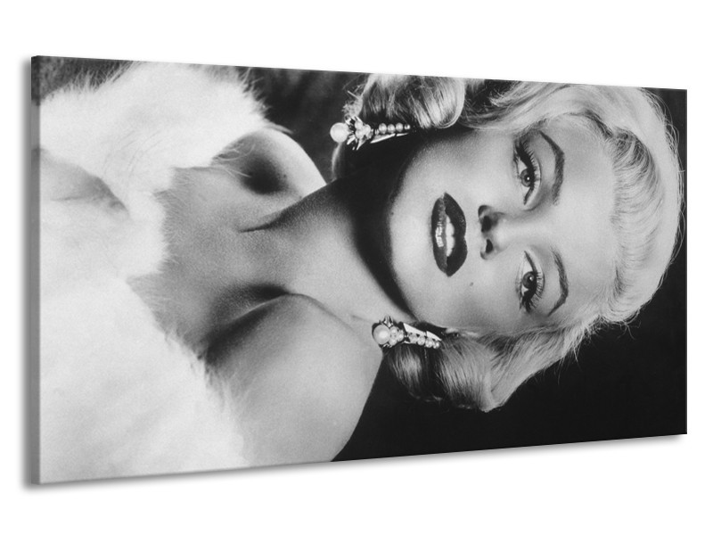 Canvas Schilderij Marilyn Monroe | Zwart, Wit, Grijs | 190x100cm 1Luik