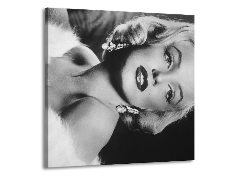 Canvas Schilderij Marilyn Monroe | Zwart, Wit, Grijs | 50x50cm 1Luik