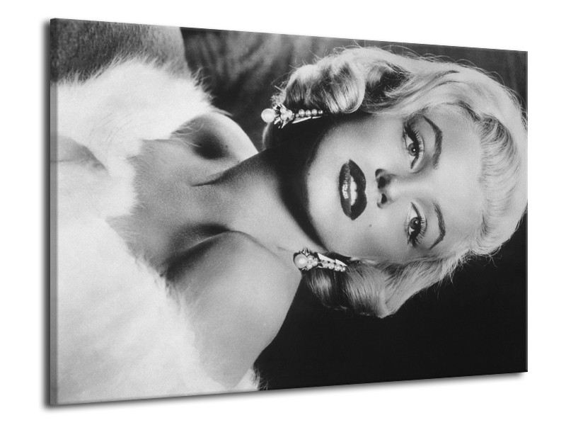 Glasschilderij Marilyn Monroe | Zwart, Wit, Grijs | 70x50cm 1Luik