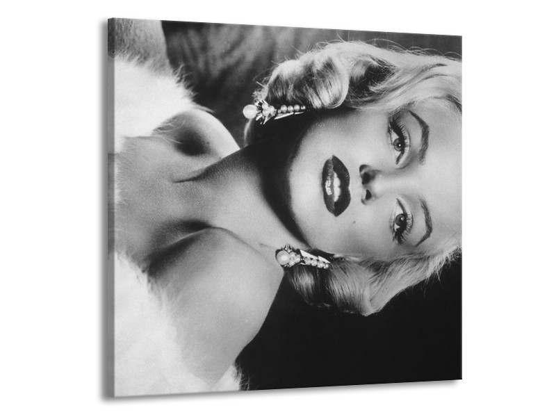 Canvas Schilderij Marilyn Monroe | Zwart, Wit, Grijs | 70x70cm 1Luik