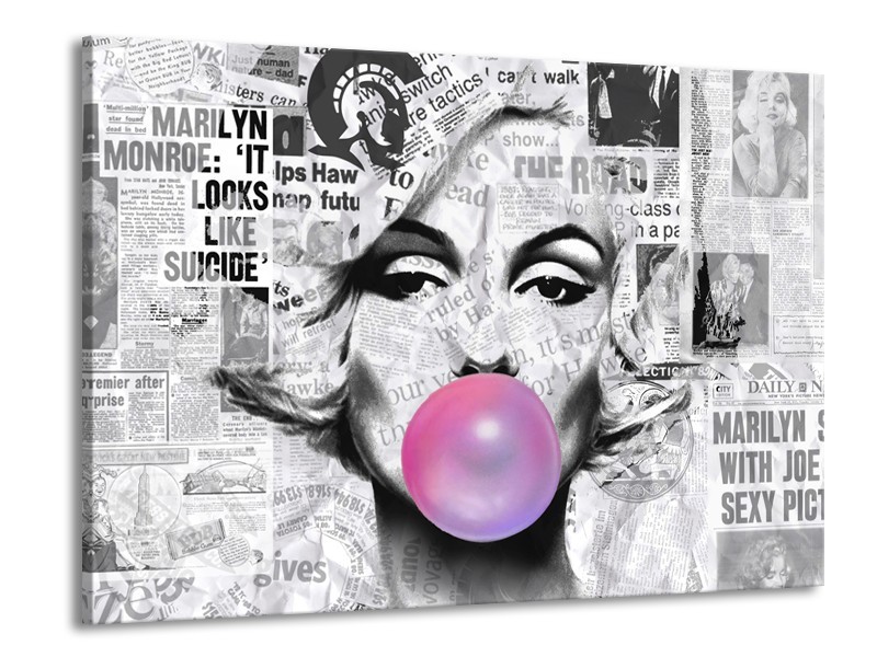 Canvas Schilderij Marilyn Monroe | Zwart, Grijs, Paars | 100x70cm 1Luik