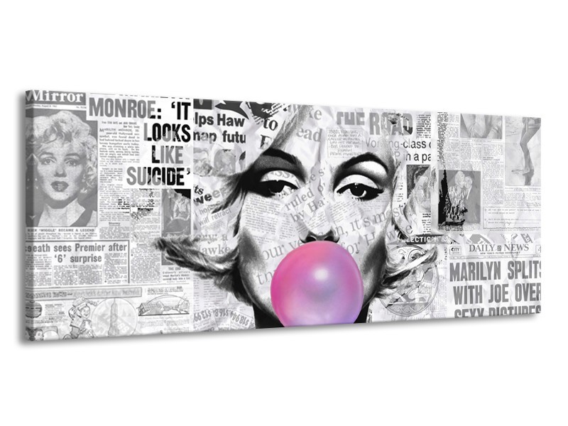 Glasschilderij Marilyn Monroe | Zwart, Grijs, Paars | 145x58cm 1Luik