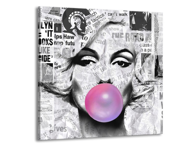 Canvas Schilderij Marilyn Monroe | Zwart, Grijs, Paars | 70x70cm 1Luik